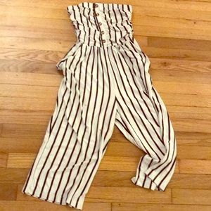 White and black striped jumper, strapless